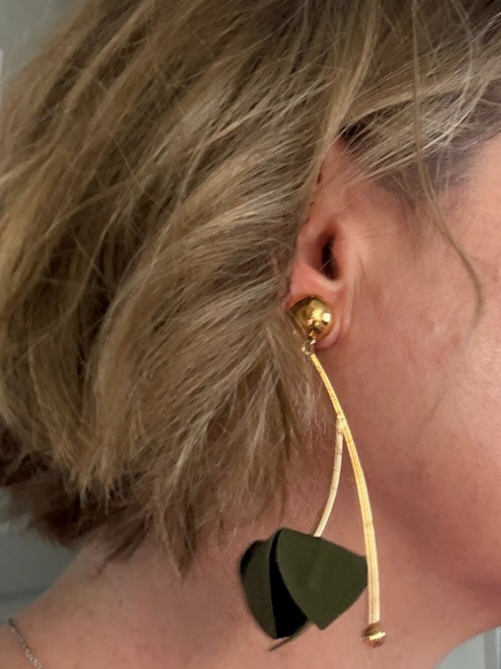 Black Flower Drop Clip-On Earrings - Picture 3 of 3